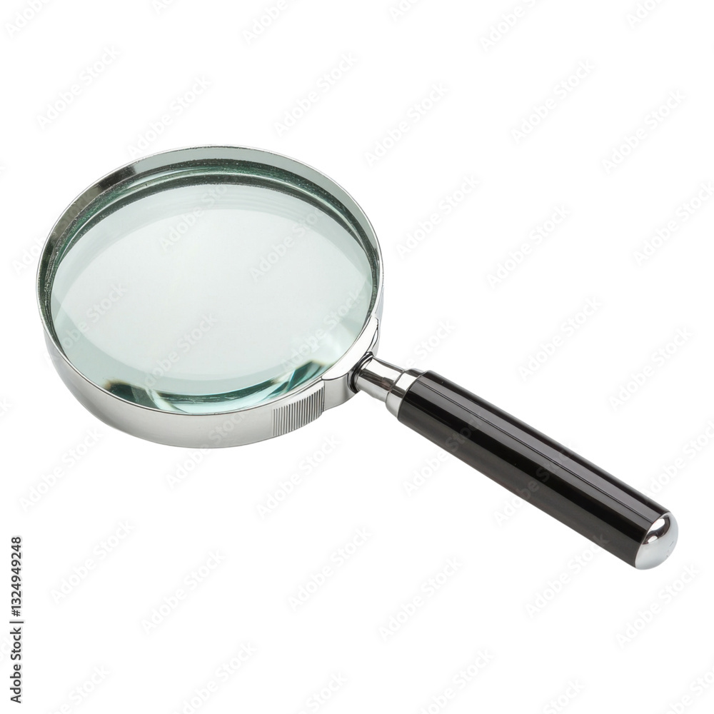 A magnifying glass with a sleek handle, designed for enhancing visibility and detail in various objects. A magnifying glass with a sleek handle, designed for enhancing visibility and detail in various objects.