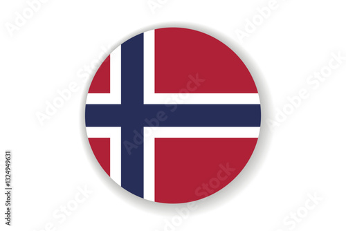 Flag of Norway. Norwegian national symbol in official colors. Template icon. Abstract vector background. Round glass light ball, 3D big bubble, sphere.