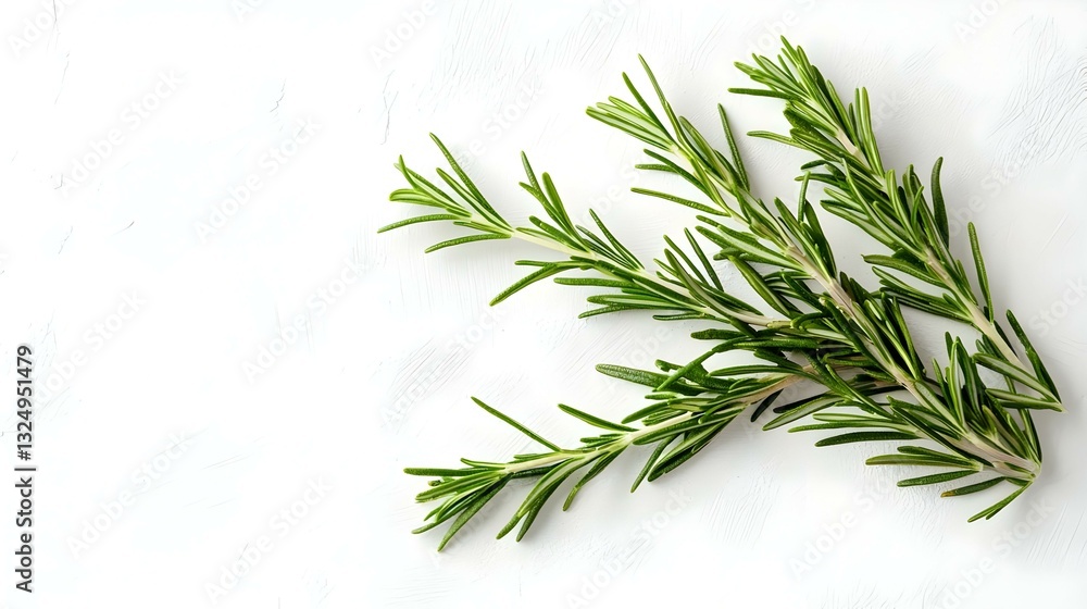 Naklejka premium Green rosemary branches isolated on white