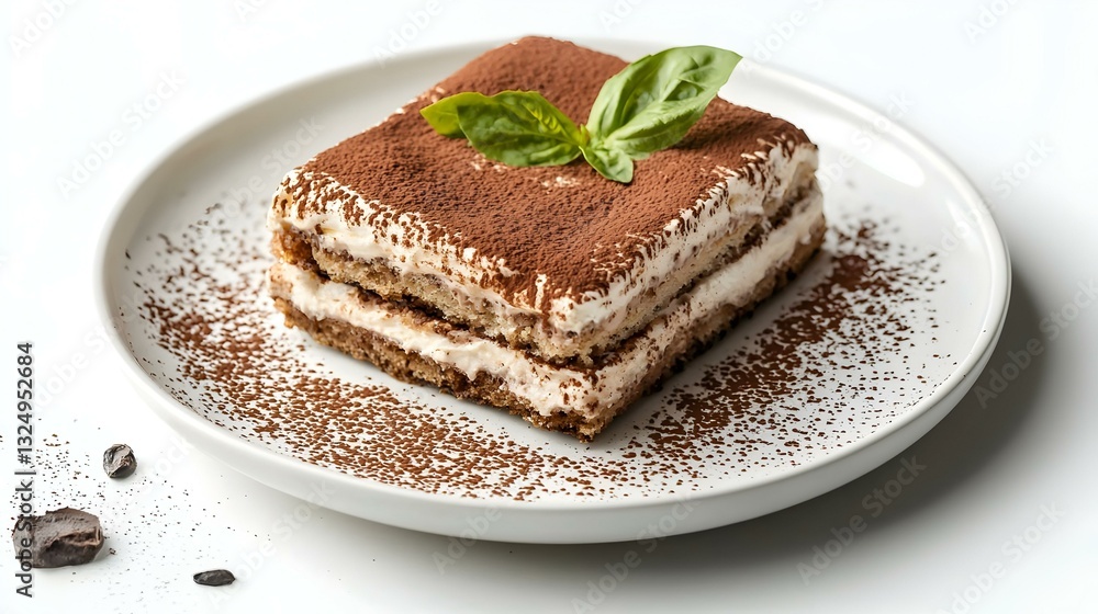 Composition with plate of tasty tiramisu Composition with plate of tasty tiramisu