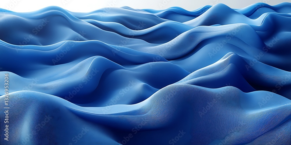 Obraz premium Abstract blue waves, flowing fabric (5)
