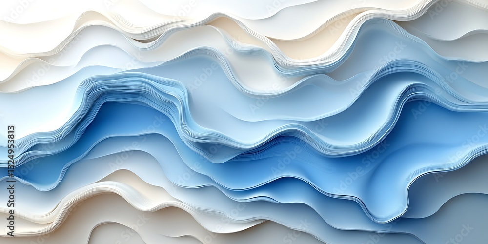 Fototapeta premium Abstract blue and white waves