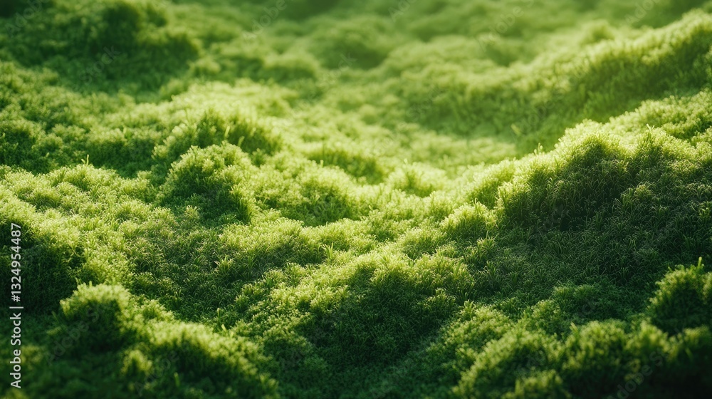 Rolling Green Moss Landscape Bathed in Soft Natural Light Rolling Green Moss Landscape Bathed in Soft Natural Light