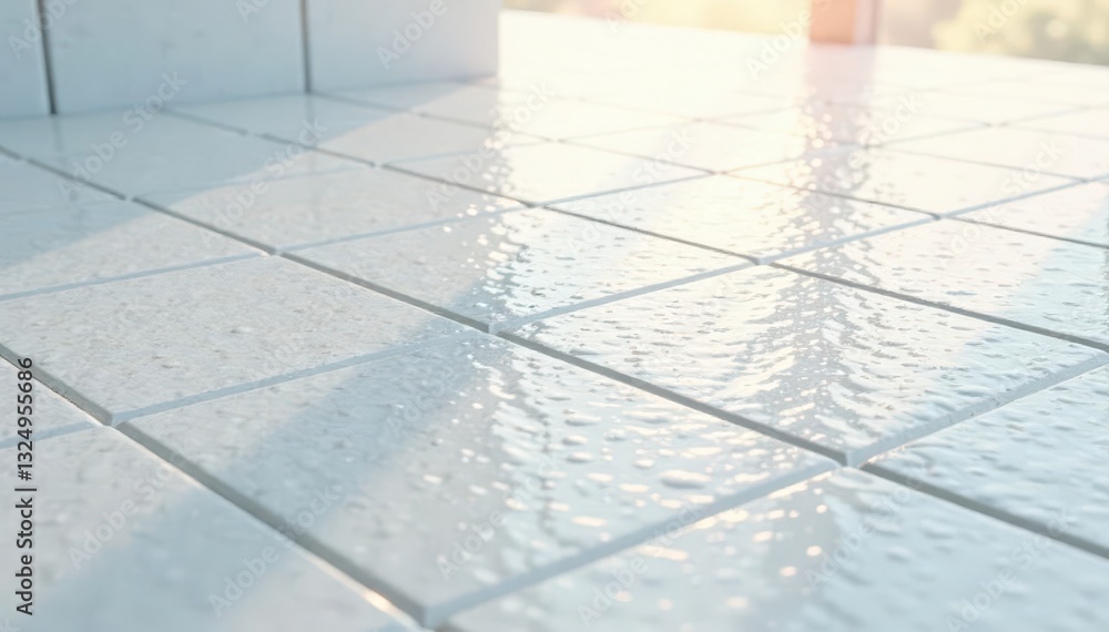 Subtly textured white tile surface; varied light reflection , matte, high resolution Subtly textured white tile surface; varied light reflection , matte, high resolution