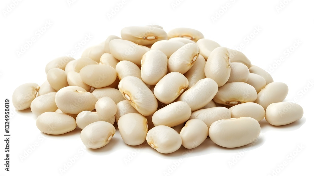 Pile Great Northern Beans isolated on white Pile Great Northern Beans isolated on white