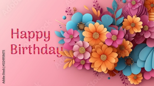 Birthday card with bouquet of flowers