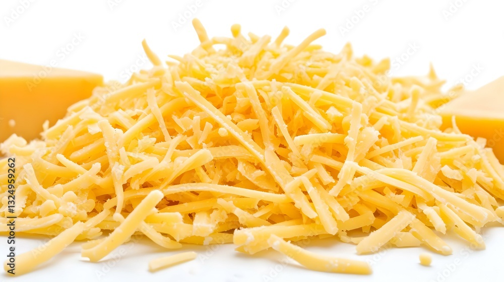 Shredded Cheddar Cheese isolated on white background Shredded Cheddar Cheese isolated on white background