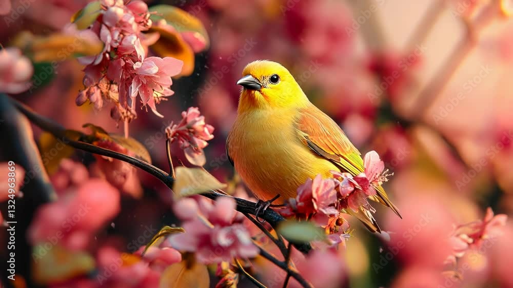 Golden Bird Amidst Blossoms: A Springtime Symphony Golden Bird Amidst Blossoms: A Springtime Symphony