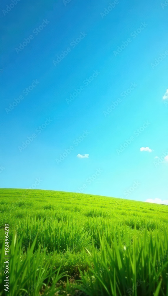 Obraz premium Vibrant green grass, rich brown soil against a clear blue sky , texture, organic