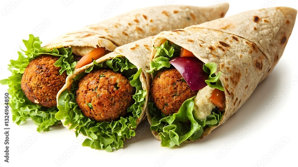 vegetarian tortilla wrap with falafel and hummus