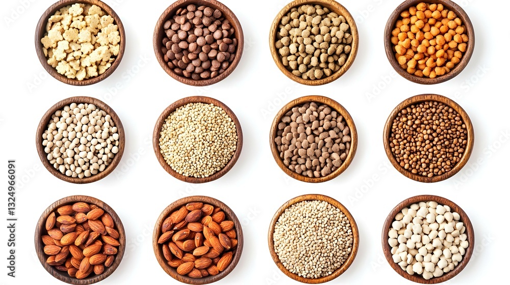 Set of Dry dog food isolated on white Set of Dry dog food isolated on white