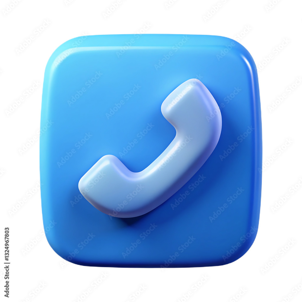3D Phone Call Icon for Communication, Customer Support, and Contact Services on White Background 3D Phone Call Icon for Communication, Customer Support, and Contact Services on White Background