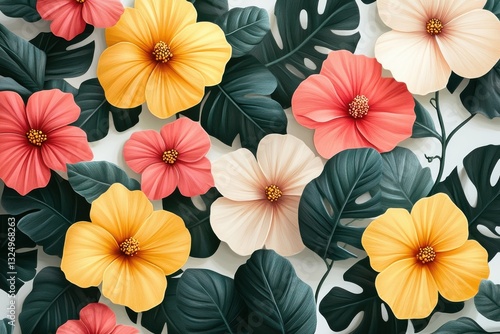 Wallpaper Mural Vibrant floral arrangement bringing tropical charm to a contemporary interior setting in bright, cheerful colors Torontodigital.ca