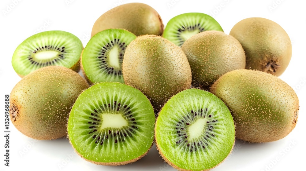 Fototapeta premium Many fresh kiwi on white background