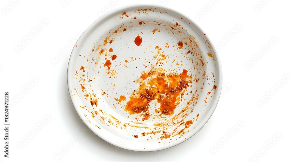 Empty Plate with Food Residue isolated on white background