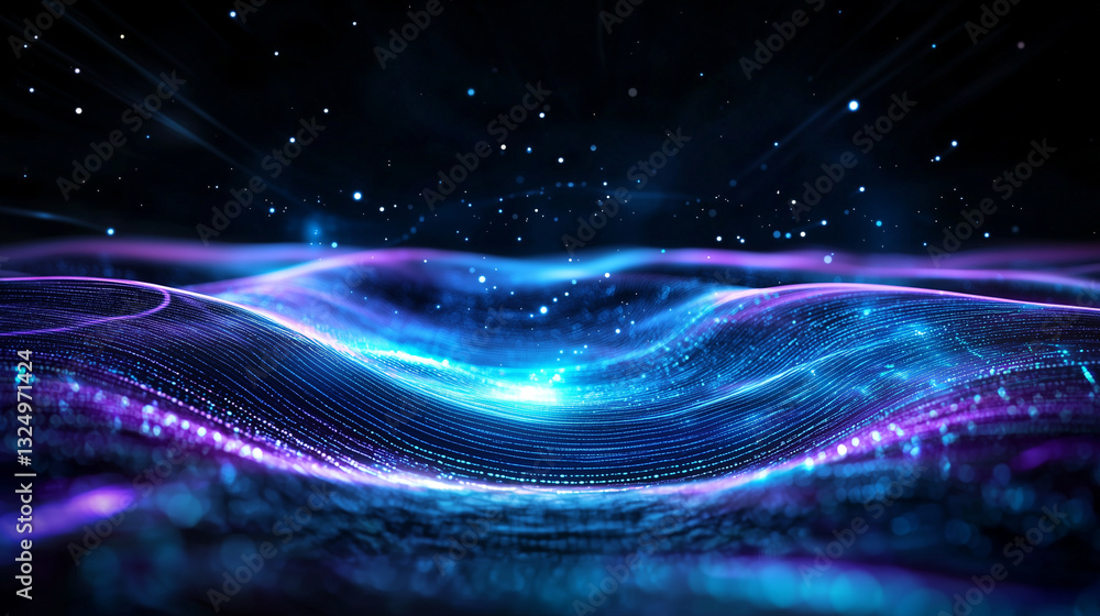 Obraz premium Cosmic Waves of Blue and Violet in the Universe