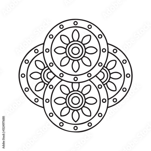 abstract flower. Simple mandala design for coloring. Vector floral mandala. Geometric ornamental mandalas. bold and easy coloring pages, mandala victor. mandala illustration. mandala line art