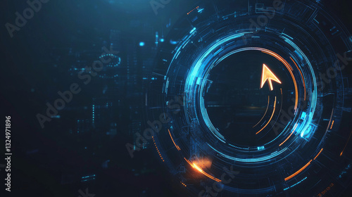 Abstract two arrows go around on a dark blue background. Digital exchange and money transfer concept. Low poly wireframe vector illustration in futuristic hologram style. Polygonal recycle symbol.