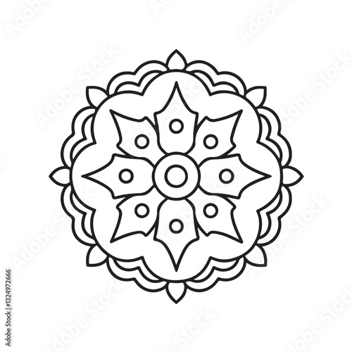 Simple mandala design for coloring. Vector floral mandala. Geometric ornamental mandalas. bold and easy coloring pages, mandala victor. mandala illustration. mandala line art