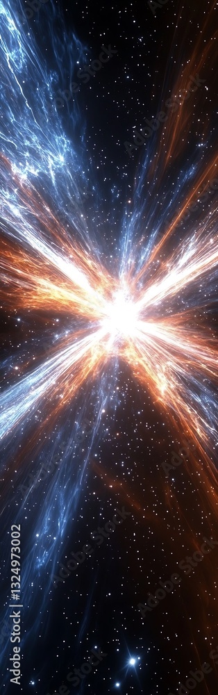 Fototapeta premium Ethereal celestial burst with contrasting cosmic light streams panorama