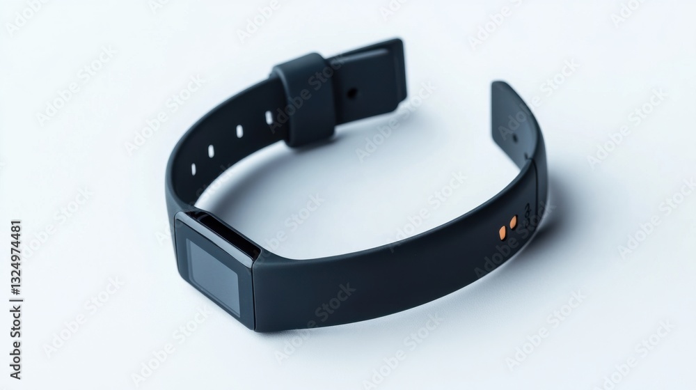Obraz premium Sleek Black Fitness Tracker Band on Minimal Background Design