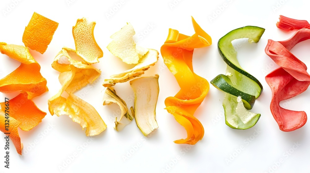 Naklejka premium Dehydrated Vegetable Chips Isolated on White Background