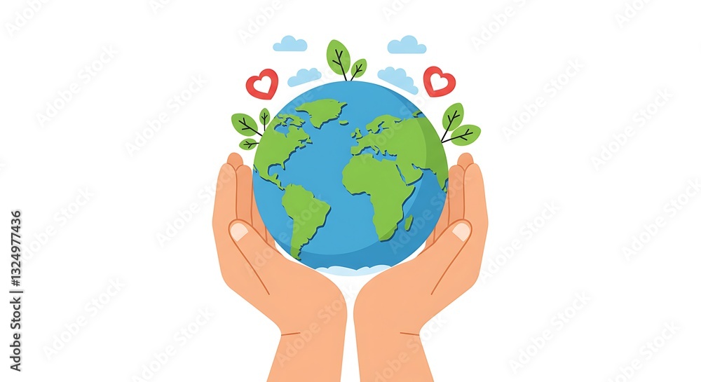 Loving Hands Protecting Earth: A Vibrant, Hopeful Illustration Loving Hands Protecting Earth: A Vibrant, Hopeful Illustration