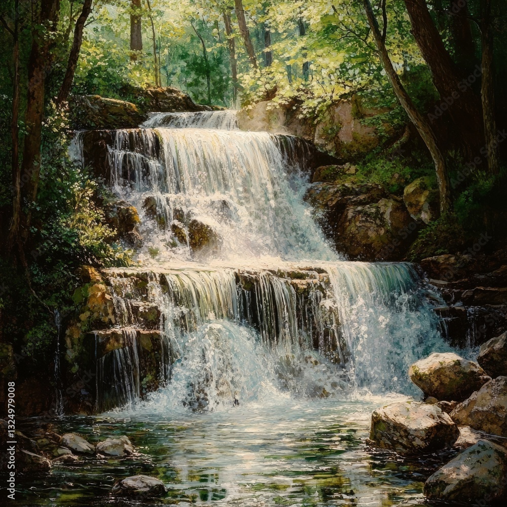 Fototapeta premium Spring's cascading torrent