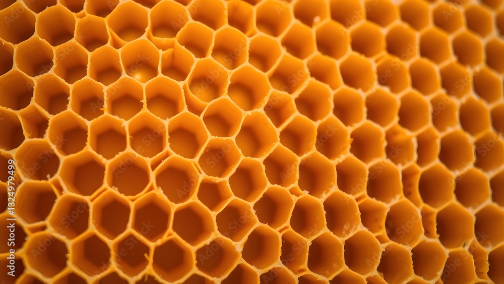 Close-up view of a honeycomb showcasing intricate hexagonal patterns and natural texture. Close-up view of a honeycomb showcasing intricate hexagonal patterns and natural texture.
