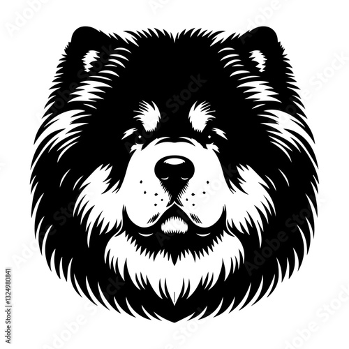 Samoyed's head is a black and white logo. EPS vector graphics.