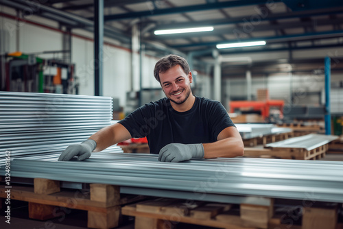 A man is smiling in a factory