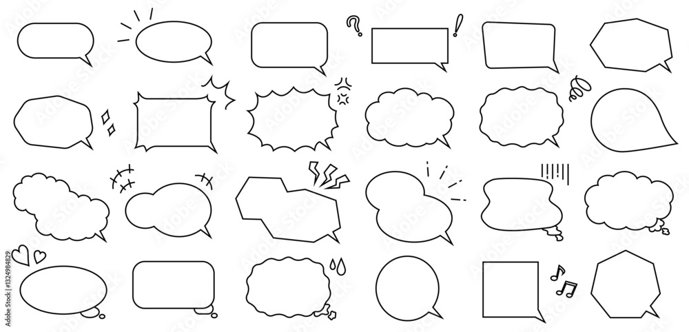 Fototapeta premium シンプルな吹き出しと装飾のセット