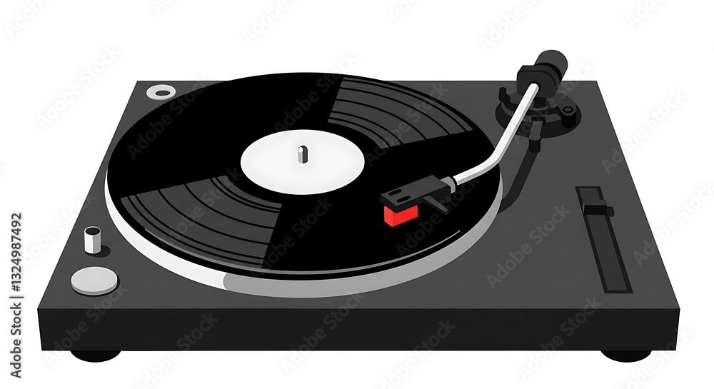 Sleek Black Turntable: Vinyl Record Player in Minimalist Style Sleek Black Turntable: Vinyl Record Player in Minimalist Style