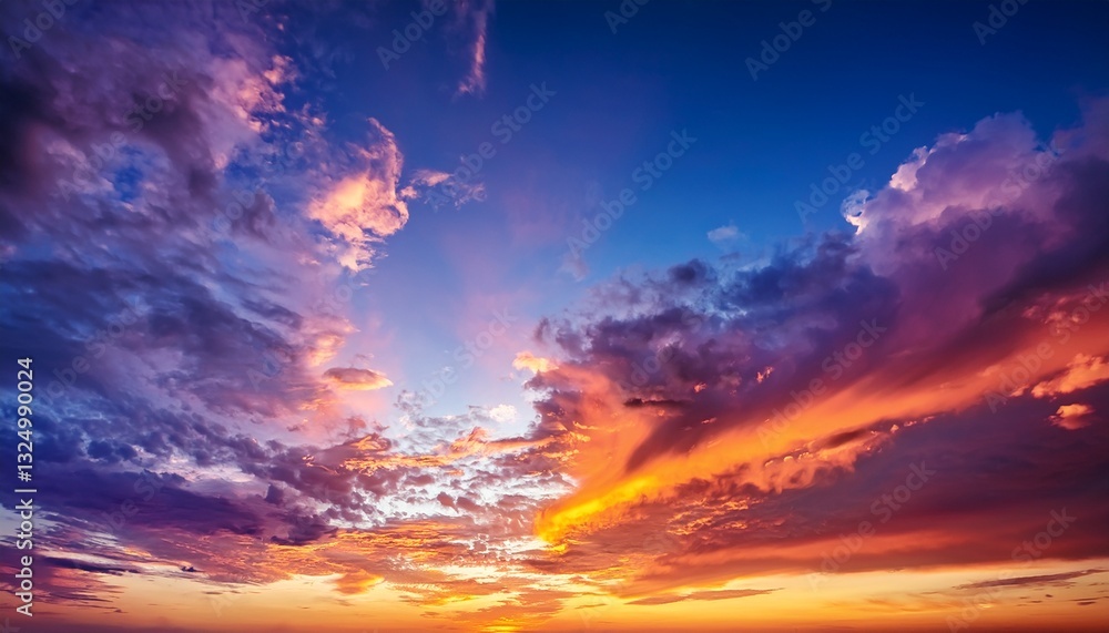 Naklejka premium dramatic colorful sunset sky cloudscape nature background