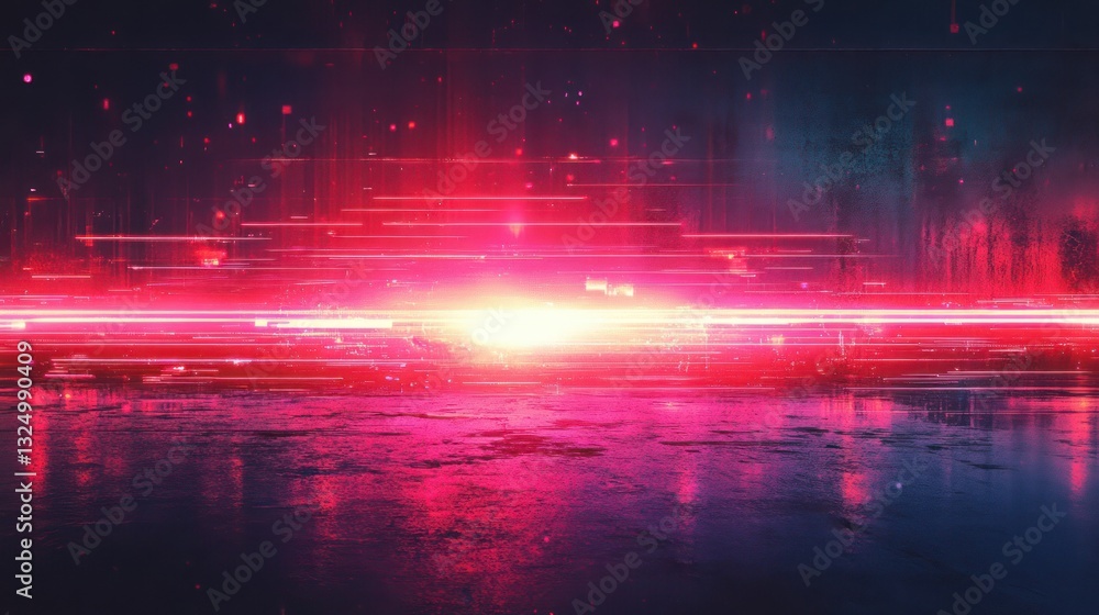 A glowing VHS glitch overlay with classic static lines