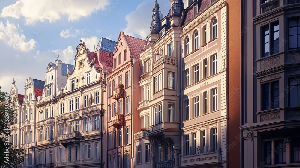 The facade, exterior architecture of classic European-style houses The facade, exterior architecture of classic European-style houses