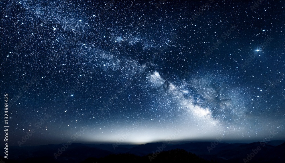 Fototapeta premium sparkling dark night sky with stars background with flickering white particle lights