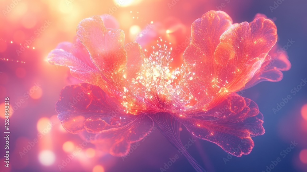 Fototapeta premium A neon-tinted fractal burst forming a futuristic texture