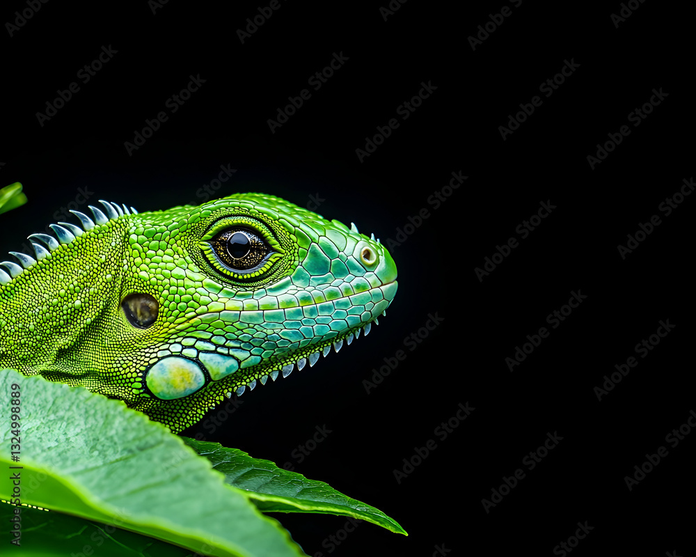 Vibrant green iguana portrait Vibrant green iguana portrait