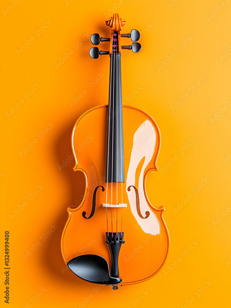 Fototapeta premium Vibrant orange violin against a bright orange background