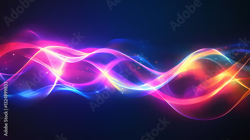Dazzling futuristic light show with vibrant neon beams and electrifying luminance captivating abstract digital background with pulsating glowing. Hypnotic Lumens. Illustration