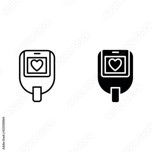 Glucometer icon set color editable on white background
