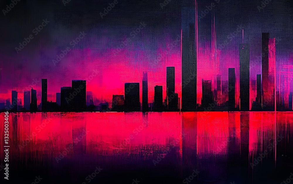 Vibrant City Skyline Sunset Reflection Vibrant City Skyline Sunset Reflection