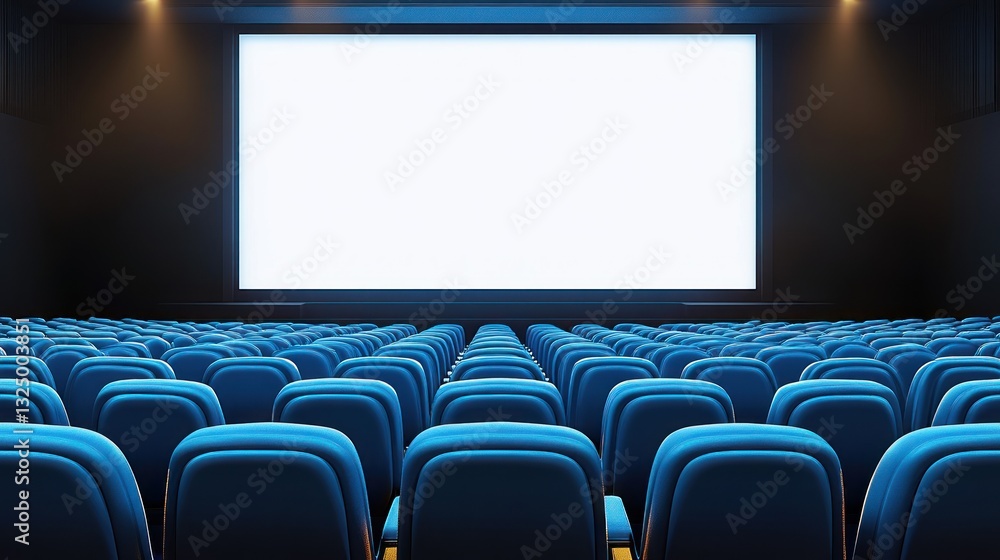 Obraz premium Empty Cinema Hall with a White Screen