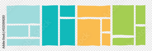 Abstract rectangle frames with wiggly borders. Variorse Shapes with zigzag edge. Vector illustration