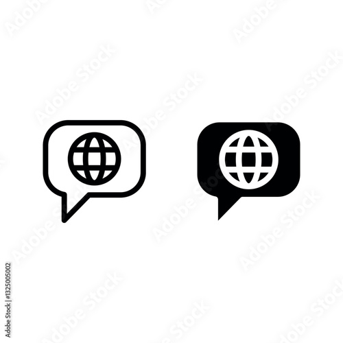 Language icon set color editable on white background