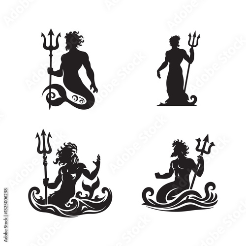 set of poseidon silhouettes