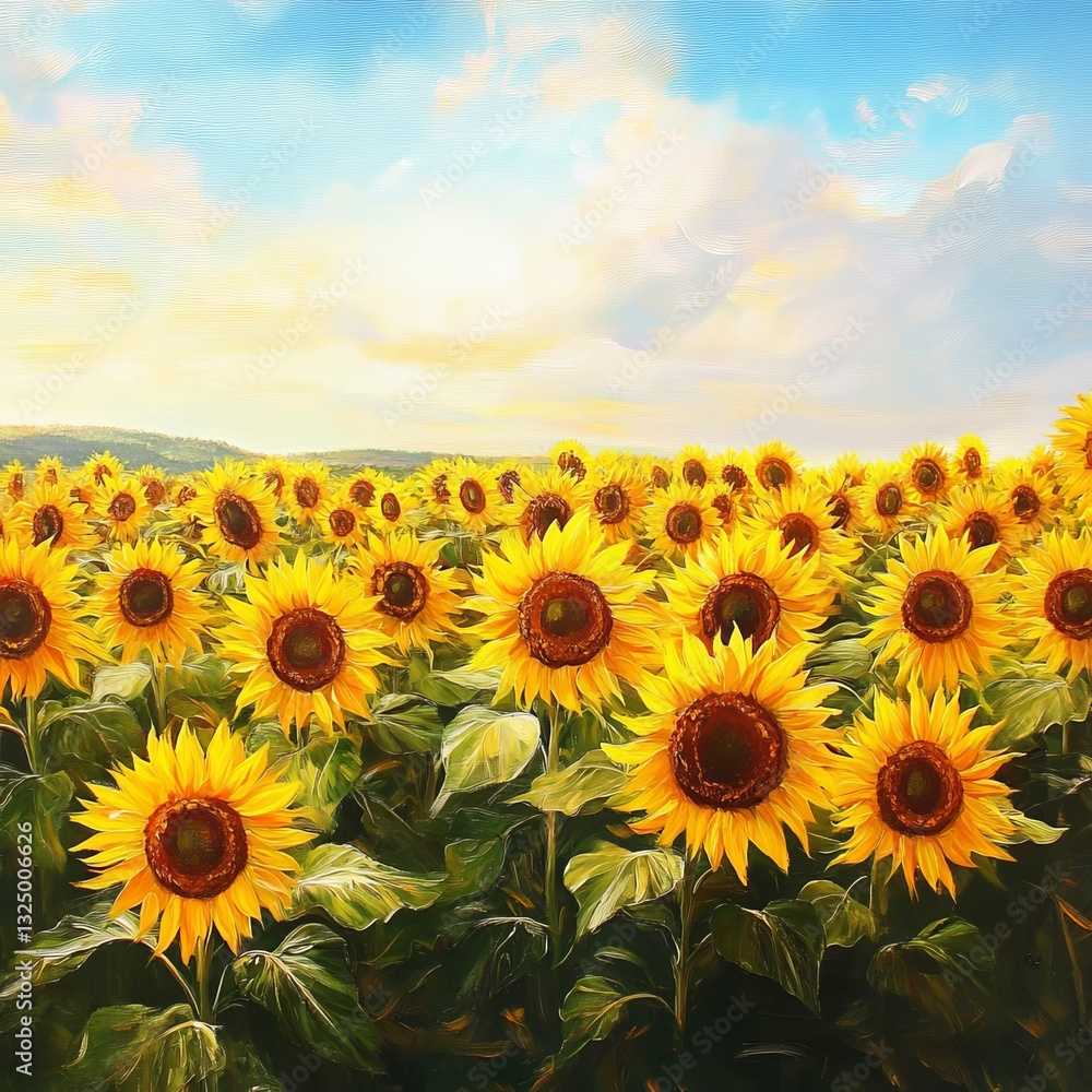 Fototapeta premium Yellow blooms grace summer field