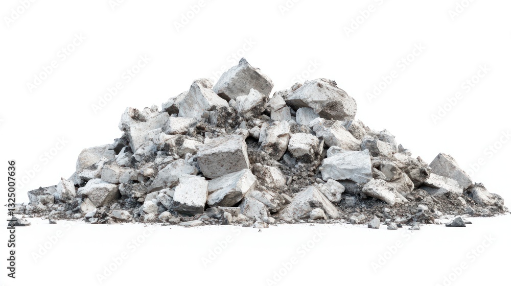 A pile of construction debris consisting of broken concrete and rubble. A pile of construction debris consisting of broken concrete and rubble.