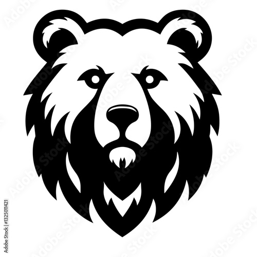 Clean black and white vector silhouette of a bear on white background